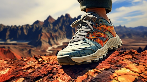 Photo man hiker in mountains