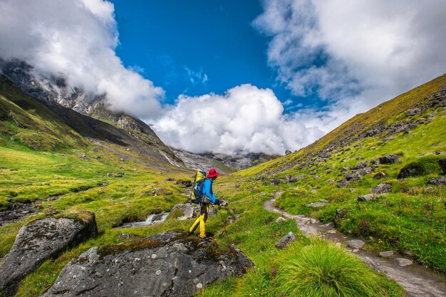 Man hiking on mountain