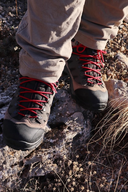 A man hiking in new mountain boots