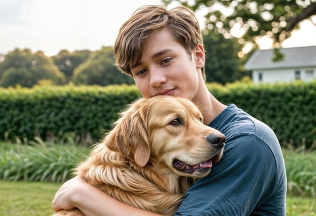 Man and His Dog Enjoying Nature