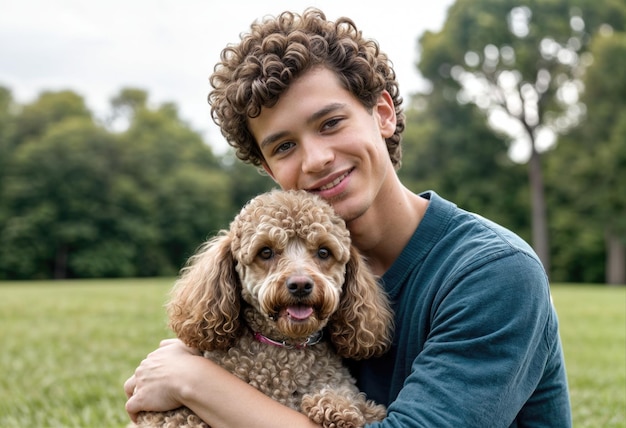 Man and His Dog Enjoying Nature