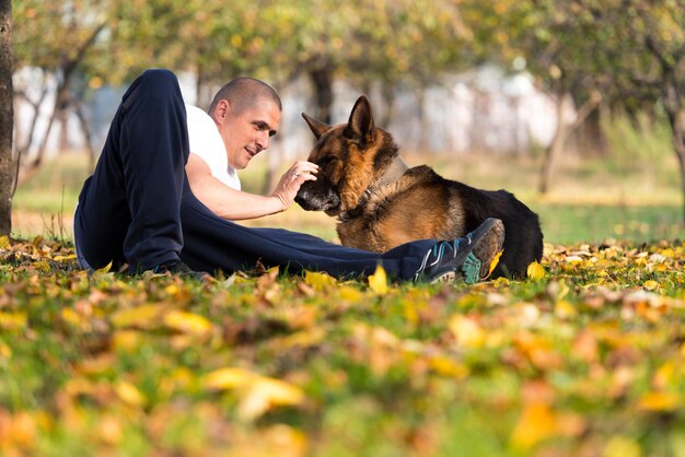 Man And His Dog German Shepherd