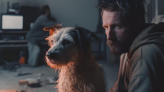 A man and his dog portrait