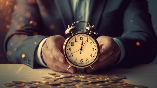 Man hold clock time management techniques time management tips clock icon hourhand time schedule