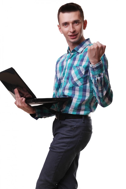 Man holding black laptop