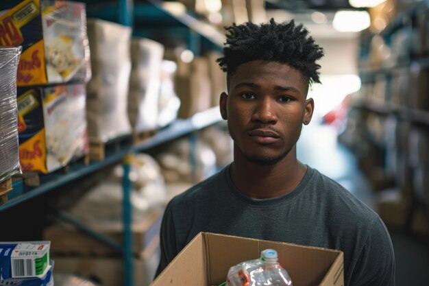 Man Holding Box of Bottled Water