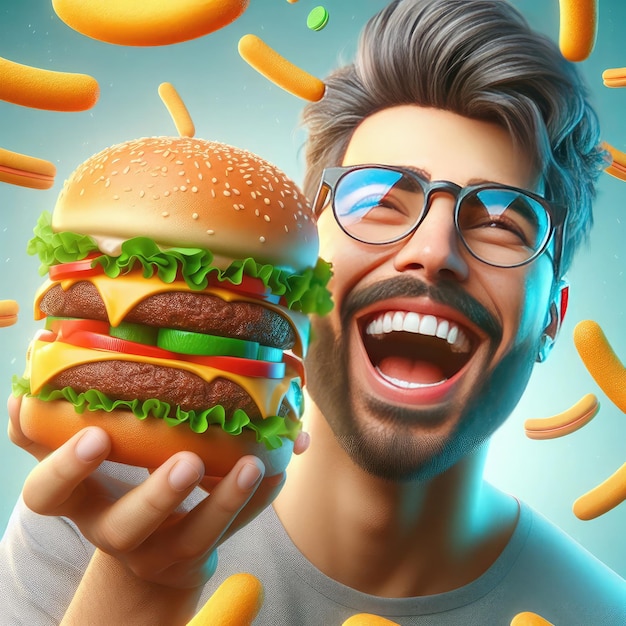 a man holding burger