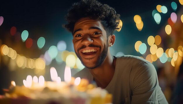 Man holding cake with candles concept carnival