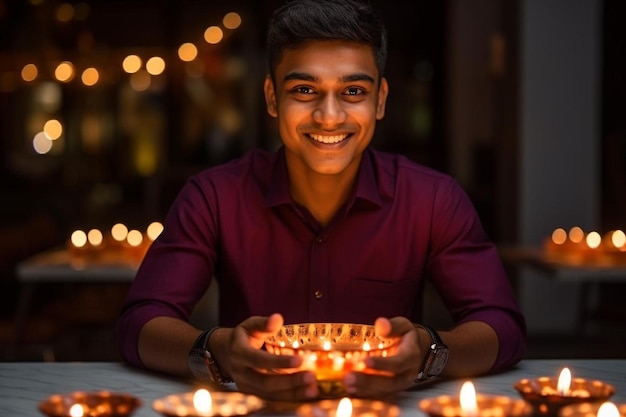 Foto un uomo con una candela che dice che sono in mezzo alla notte