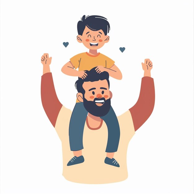 a man holding a child on his shoulders and a little boy on his shoulders generative ai