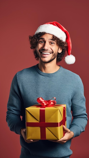 A man holding christmas gift box