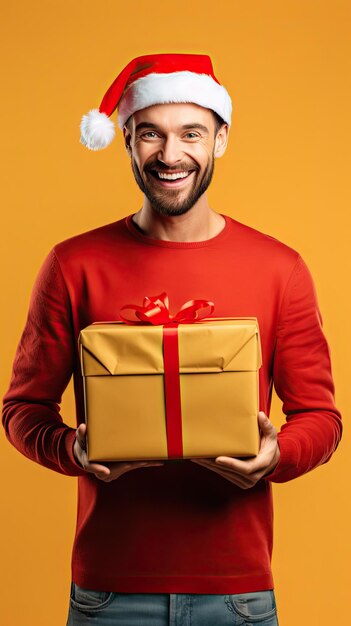 A man holding christmas gift box