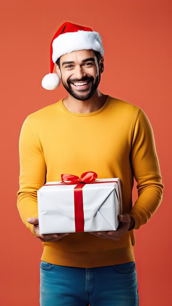 A man holding Christmas gift box