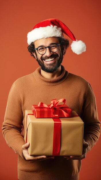 A man holding christmas gift box