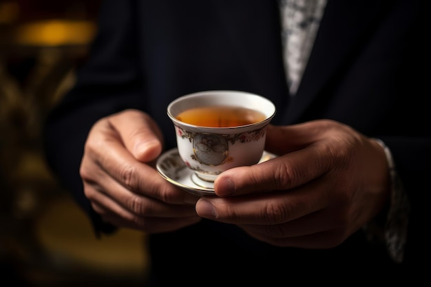 A man Holding a Cup of Tea generative AI