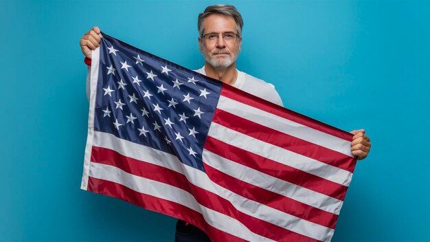 Photo a man holding a flag that says usa on it