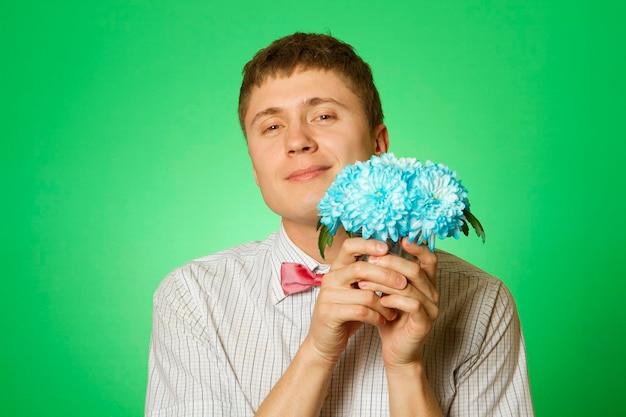 Man Holding Flowers