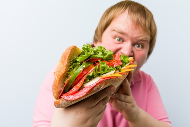 Man holding a giant sandwich