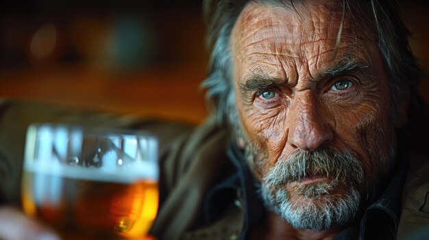 A man holding a glass of beer in his hand