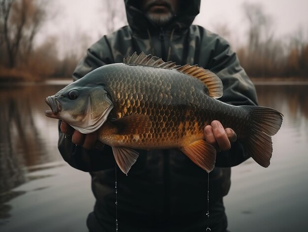 A man holding a large fish in his hands.