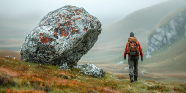 Foto uomo che tiene una grande roccia