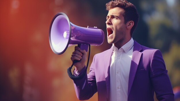 Photo man holding a megaphone background