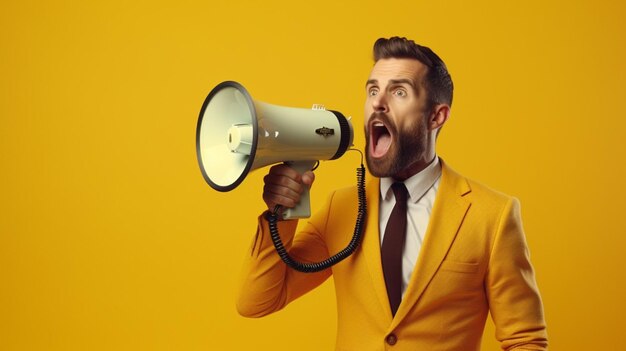 Man holding a megaphone background