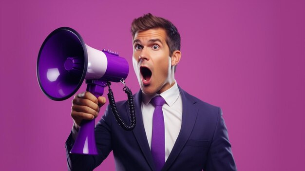 Man holding a megaphone background