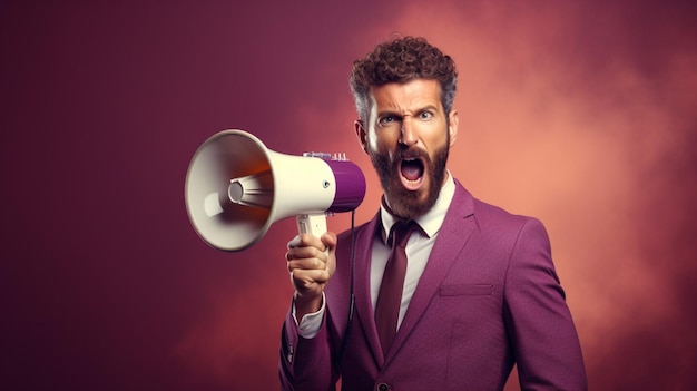 Photo man holding a megaphone background