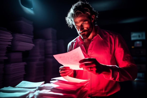 The Man Holding Papers in the Light Generative AI