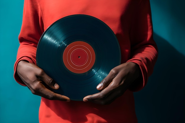 A man holding a Phonograph record