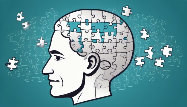 Man Holding Puzzle Piece in Shape of Head