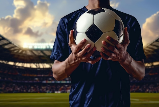 Man Holding Soccer Ball Generative AI