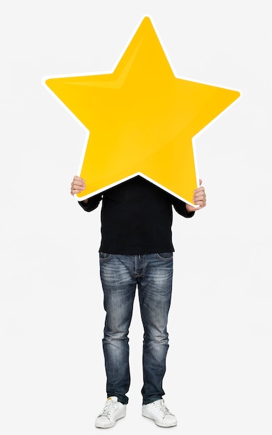 A man holding a star icon