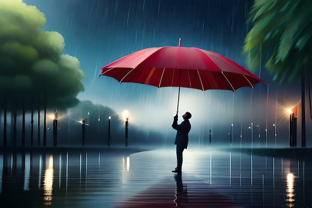 a man holding an umbrella in the rain