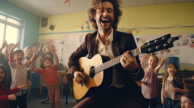 Man Holding Violin in Front of Group of People Teacher Days