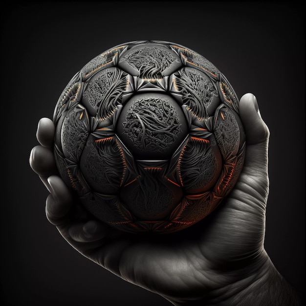 A man holds a ball in his hand for the game