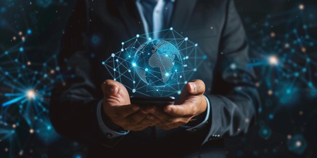 a man holds a globe in his hands