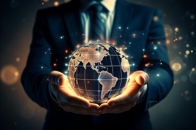 a man holds a globe in his hands