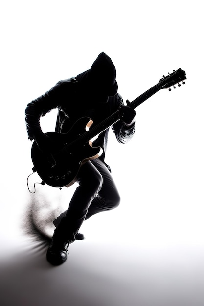 A man in a hoodie playing a guitar