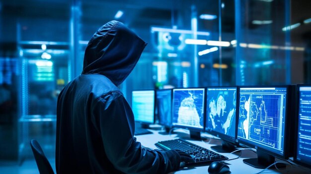 Photo a man in a hoodie with a hoodie on and a computer mouse in front of him