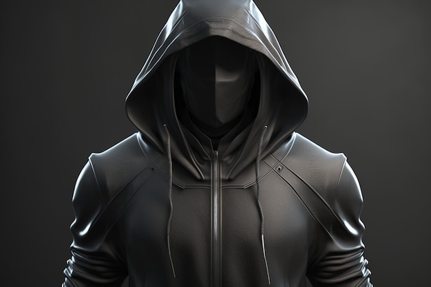 A man in a hoodie with the word hacker on the front.