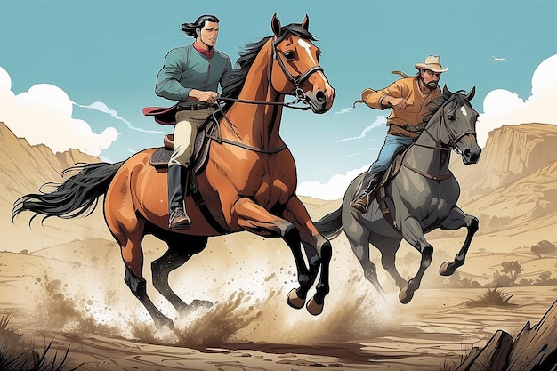 Man and Horse Comic Book StyleMan and Horse Comic Book Style