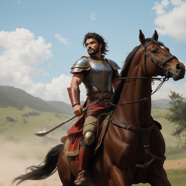 a man on a horse with a sword