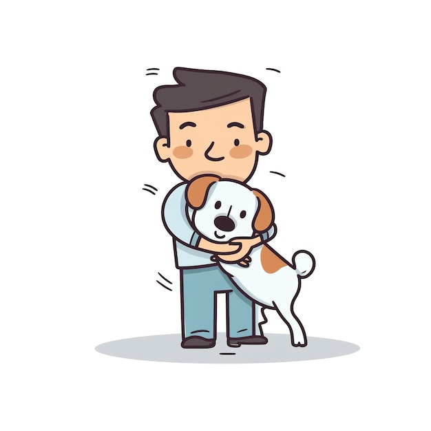 Photo a man hugging a dog with a white background.