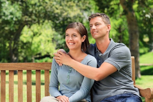 Man hugging his girlfriend