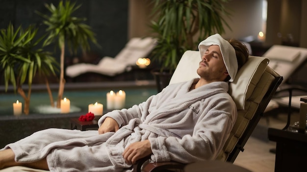 Man in de spa salon.