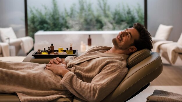 Man in de spa salon.