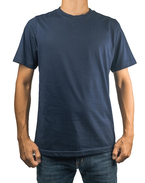 Man in lege tshirt ontwerp mockup witte achtergrond