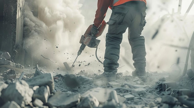 사진 man in red jacket holding hammer